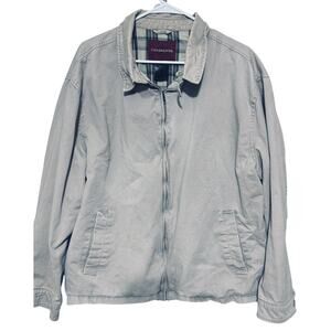 Covington Bomber Jacket Mens L Golf Khaki Beige Harrington Vintage 90s Full Zip